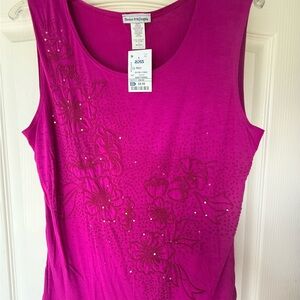 Becker & McDougal Magenta Embellished Floral Tank